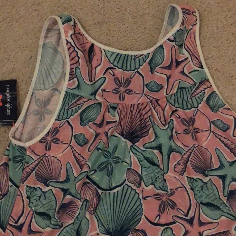 NWT Simply Southern Racer Tank Dress Shell Print Size Small - Picture 7 of 9